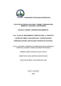 Plan de mejoramiento turístico para el proyecto Laguna de