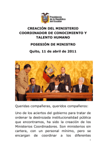 CREACIÓN DEL MINISTERIO COORDINADOR DE