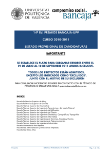 Listado provisional de candidaturas a premios Bancaja-UPV