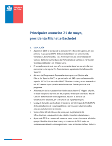 Principales anuncios 21 de mayo, presidenta Michelle Bachelet