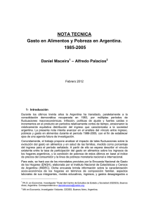 NOTA TECNICA Gasto en Alimentos y Pobreza en Argentina. 1985