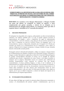 comentario a la sentencia de la sala de lo social del tribunal