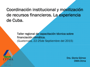 Coordinación institucional y movilización de recursos financieros