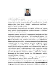 M.C. Constantino Gutiérrez Palacios Especialidad: Gestión de