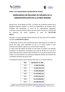 INGRESARON 549 MILLONES DE DÓLARES DE LA - ciara-cec