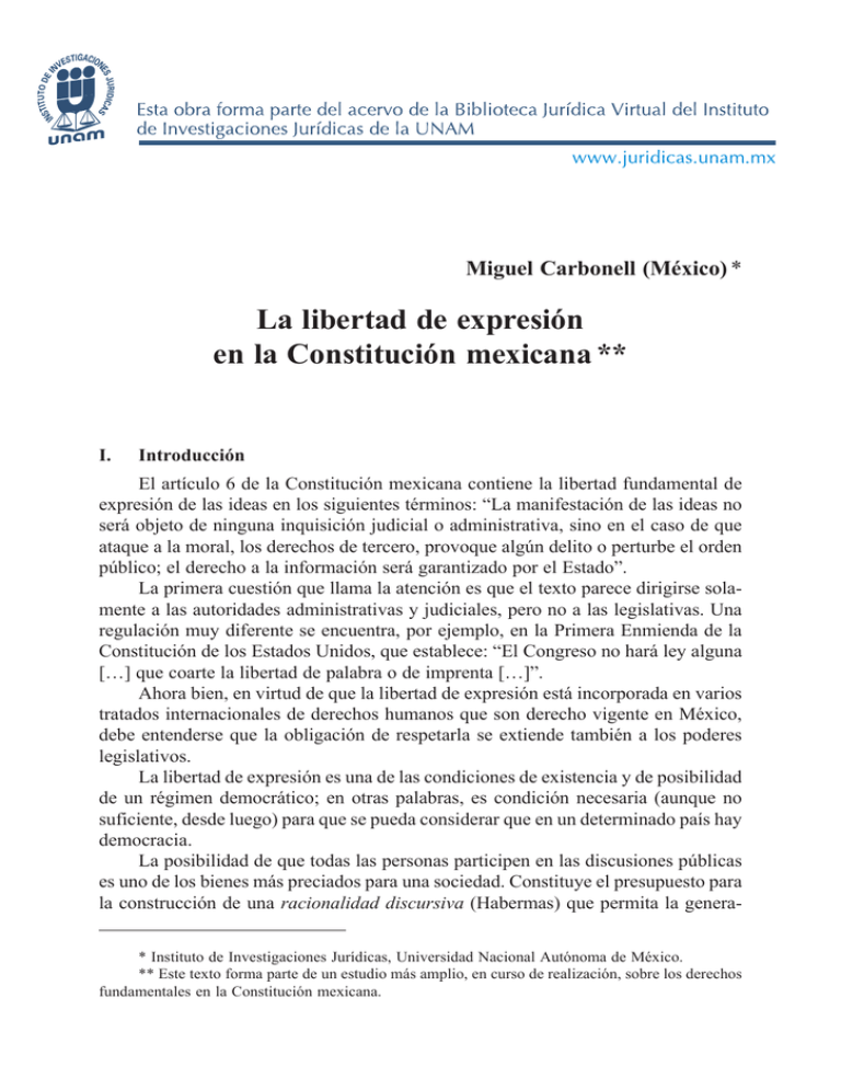 La libertad de expresión en la Constitución mexicana