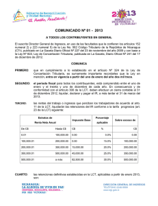comunicado nº 01 - 2013 - Dirección General de Ingresos DGI
