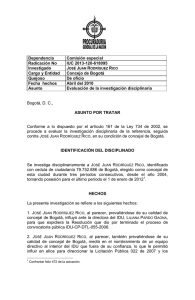 Dependencia Comisión especial Radicación No IUC 2013