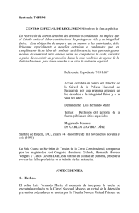 Sentencia T-680/96 CENTRO ESPECIAL DE RECLUSION