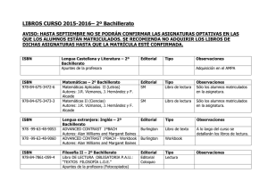 LIBROS CURSO 2015-2016– 2º Bachillerato