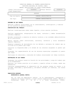INSTITUTO NACIONAL DE CULTURA (INAC) CGLG0002 Código