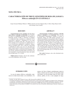 CaraCterizaCión de treCe genotipos de rosa de jamaiCa Hibiscus