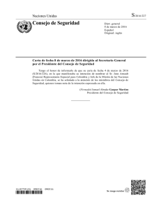 Carta al Secretario General - Misión de la ONU en Colombia