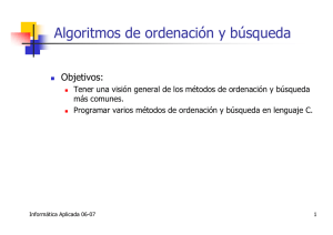 Algoritmos de ordenación y búsqueda