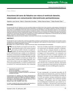 Aneurisma del seno de Valsalva con rotura al ventrículo derecho