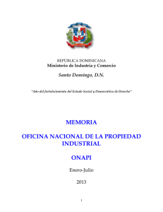 MEMORIA OFICINA NACIONAL DE LA PROPIEDAD INDUSTRIAL