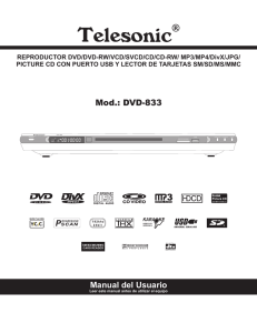 “TELESONIC” Mod. DVD-833, DivX/MP4, 5.1, USB, SD/MS