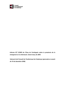 Informe IST 2/2009 de l`Àrea de Continguts sobre la presència de la