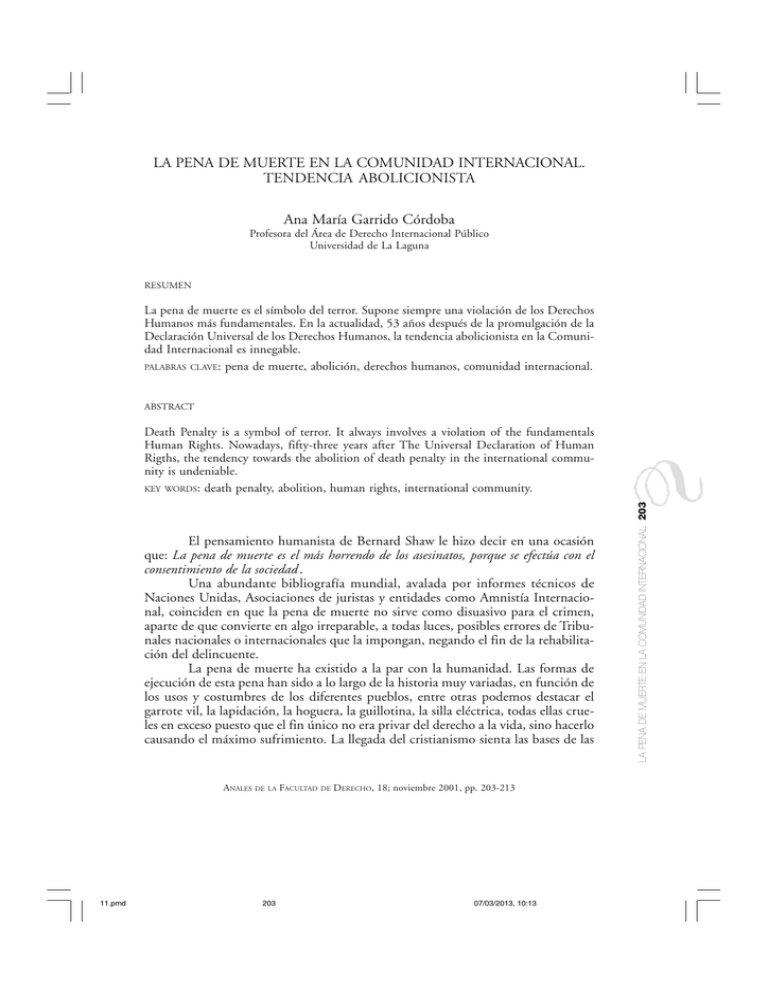 La Pena De Muerte En La Comunidad Internacional