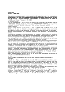 SALARIOS Decreto 1349/2003 Fíjanse los montos del salario