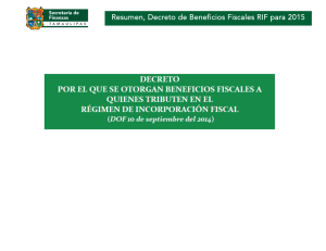 Resumen, Decreto de Beneficios Fiscales RIF para 2015