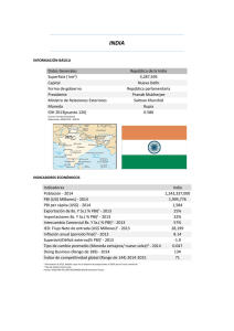 Datos Generales República de la India Superficie ( km²) 3,287,595