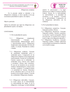 DERECHO CIVIL II 270 Obligaciones complejas En la presente