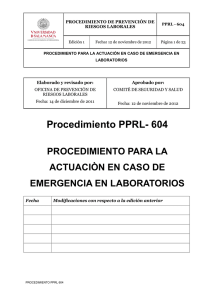 PPRL - 604 Procedimiento para la actuación en caso de
