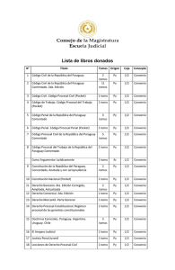 Lista de libros donados - Escuela Judicial del Paraguay
