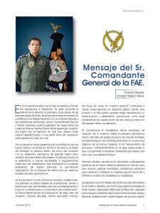 Mensaje del Sr. Comandante General de la FAE.