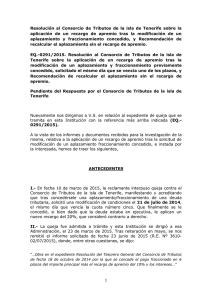 EQ-0291/2015. Resolución al Consorcio de Tributos de la isla de