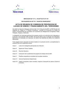 ACTA DE REUNION DE COMISION DE PREVENCION DE LAVADO