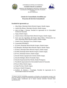 Listado de Comunidades atendidas por la UCV a través de sus
