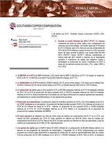 04.02.15 Southern Copper reporta resultados del Cuarto Trimestre