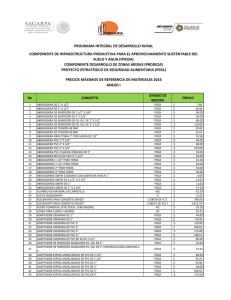 Precios Máximos de Referencia de Materiales 2016