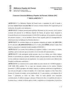Concurso Literario Biblioteca Popular del Paraná | Edición 2012