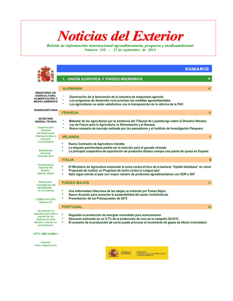 330 Ministerio de Agricultura Alimentación y Medio Ambiente