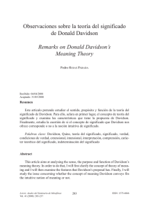 Observaciones sobre la teoría del significado de Donald Davidson
