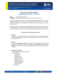 Reporte N° 001-2013-ANA / OSNIRH CUENCAS TAMBO Y QUILCA