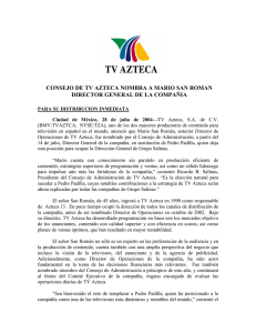 CONSEJO DE TV AZTECA NOMBRA A MARIO SAN ROMAN