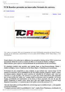 TCR Benelux presenta un innovador formato de carrera.
