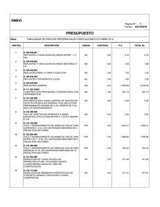 Tabulador de precios unitarios referenciales de edificaciones. INMIVI