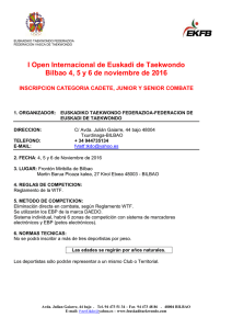 I Open Internacional de Euskadi de Taekwondo Bilbao 4, 5 y 6 de