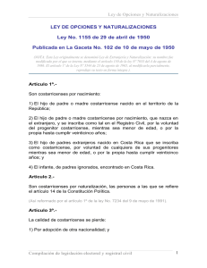 LEY DE OPCIONES Y NATURALIZACIONES Ley No. 1155 de 29 de