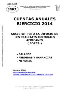 cuentas anuales ejercicio 2014 - SDRCA, Societat per la Difusió de