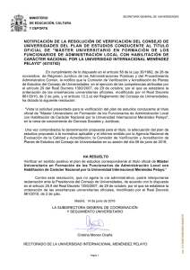 Resolución de verificación - Universidad Internacional Menéndez
