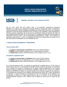 Resultados financieros de ISA tercer trimestre 2015 – PDF