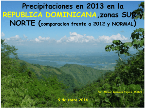 Precipitaciones en 2013 en la REPUBLICA DOMINICANA,zonas