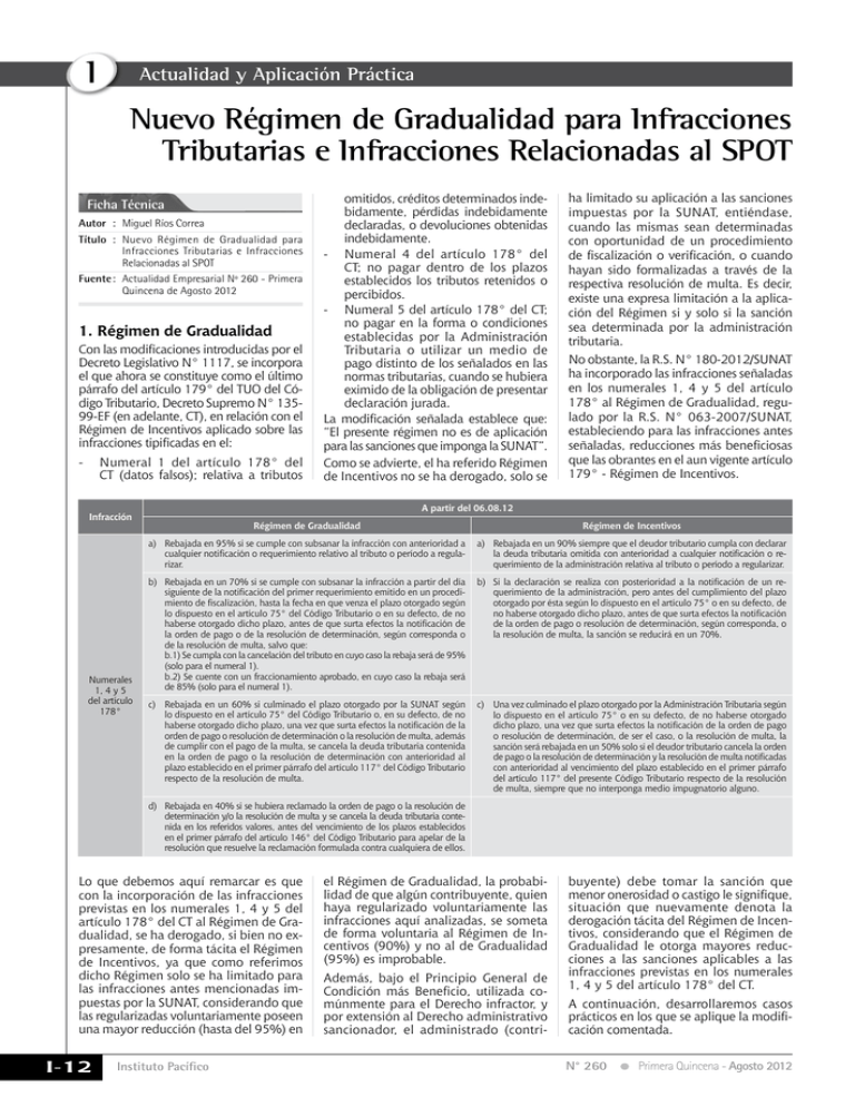 Nuevo Régimen de Gradualidad para Infracciones Tributarias e