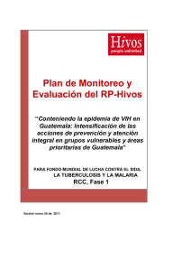 Plan de Monitoreo y Evaluación. RCC, Fase 1. RP HIVOS